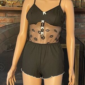 Black Sheer Lace Bodysuit